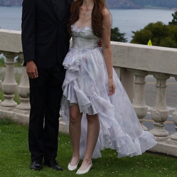 PoshPose Iridescent Ruffle Gown – Off-Shoulder Fairycore Princess Dress - Picture 7 of 8